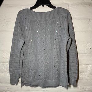 Ladies Gray Boat Neck Sweater with Sequins size Large